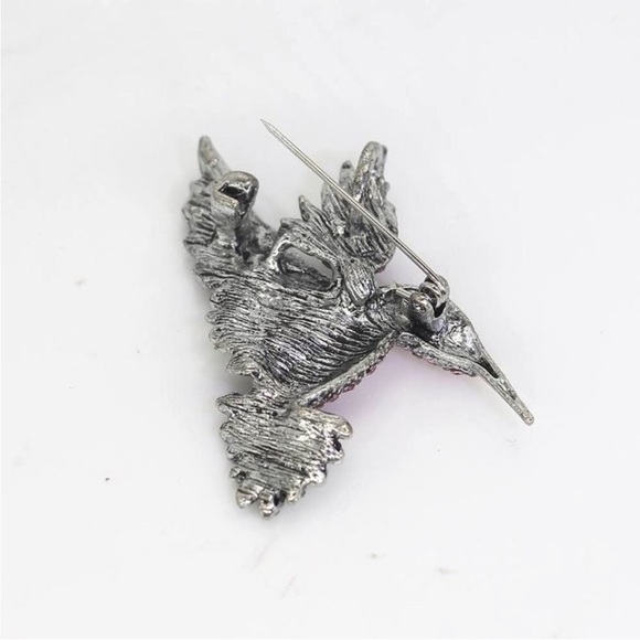 Blue Rhinestone Hummingbird Brooch - Picture 3 of 6